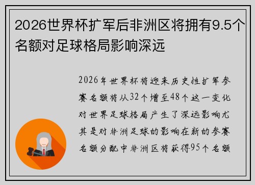 2026世界杯扩军后非洲区将拥有9.5个名额对足球格局影响深远 2026世界杯扩军后非洲区将拥有9.5个名额对足球格局影响深远