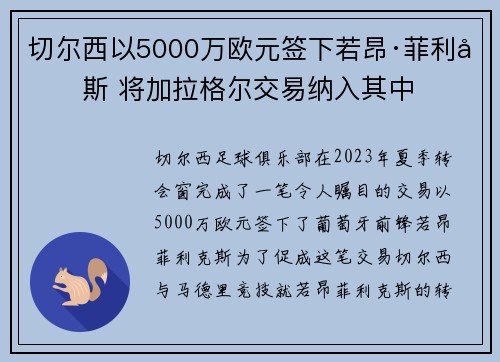 切尔西以5000万欧元签下若昂·菲利克斯 将加拉格尔交易纳入其中